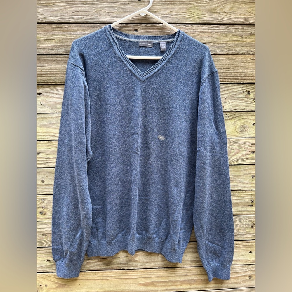 Van Heusen Blue V-neck Sweater, Large
